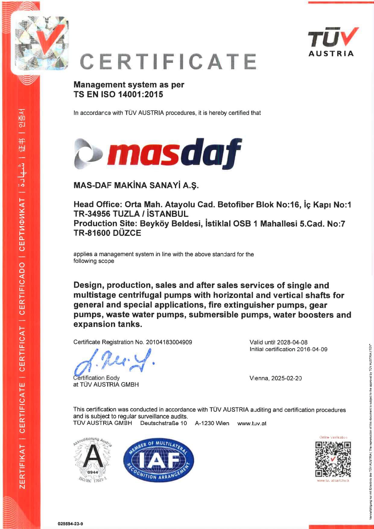 معيار TS EN ISO 14001