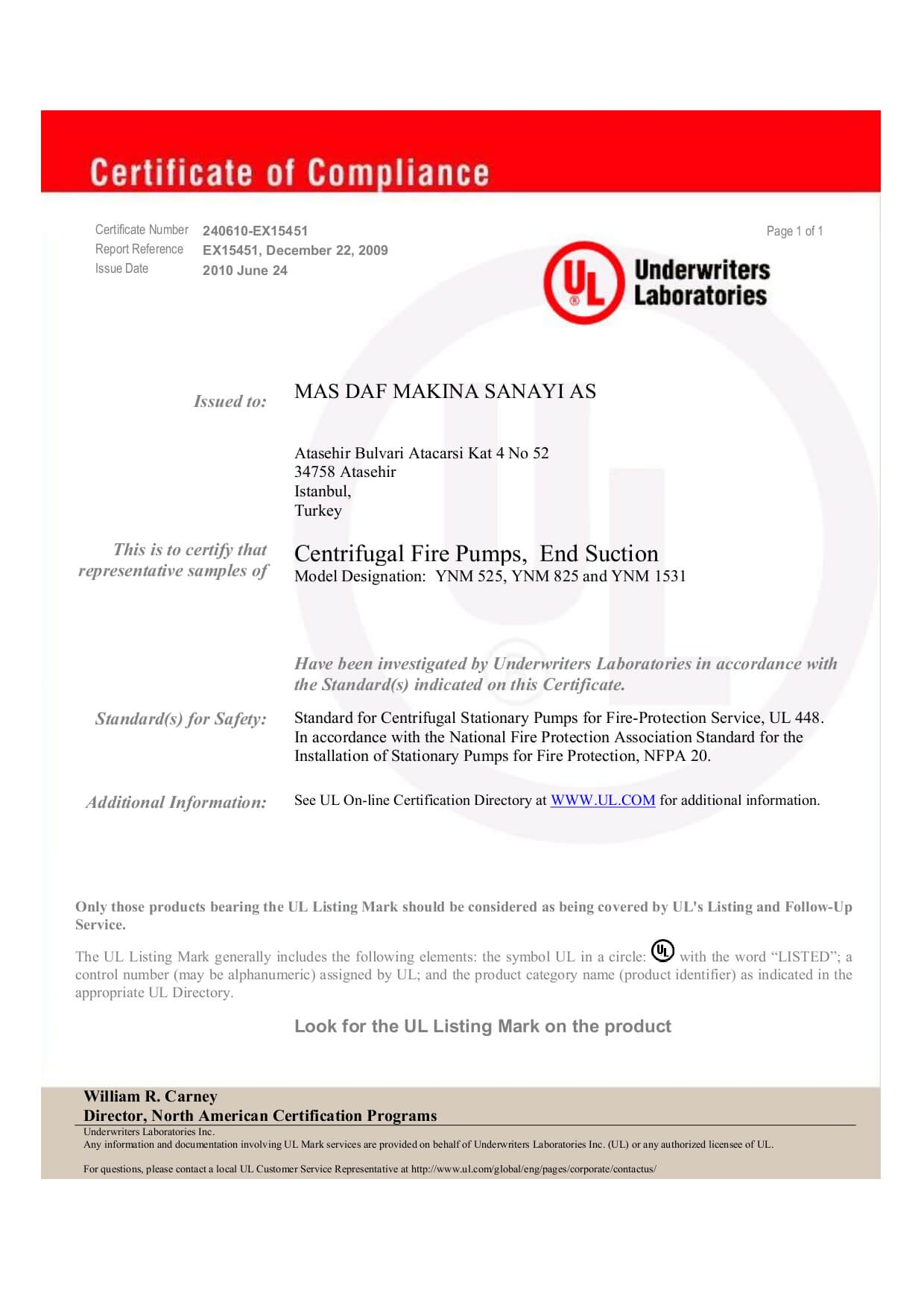 مضخات شفط نهائية معتمدة من UL