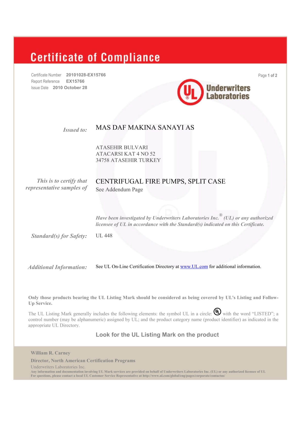 مضخات مقسمة معتمدة من UL