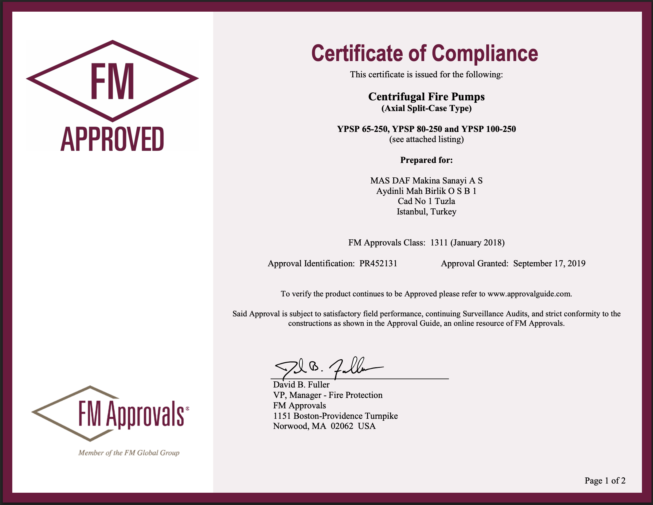 FM YPSP Çift Emişli Pompa