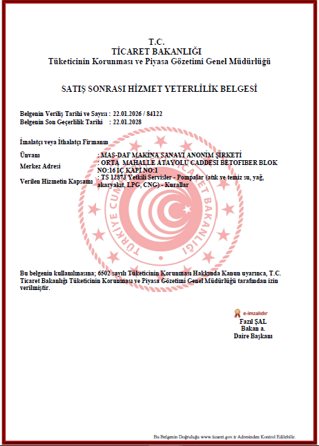 Satış Sonrası Hizmet Yeterlilik Belgesi – TS12873
