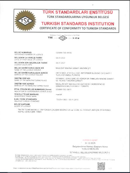 TSE Kapalı Genleşme Tankı /TSE 13831