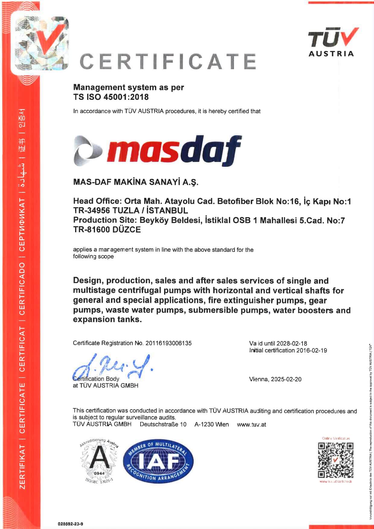 معيار TS EN ISO 45001