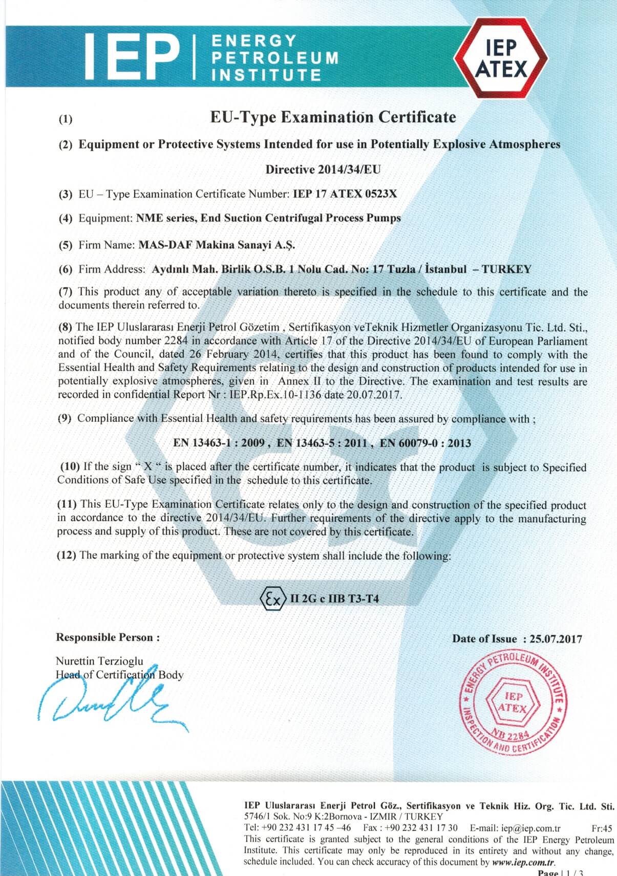 مضخة شفط نهائية  ATEX